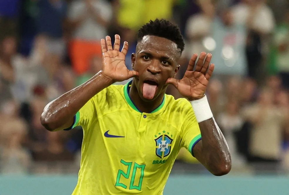 Vini Jr comemorando — convocação 2026