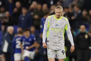 Erling Haaland em ação pelo Manchester City em jogo da Premier League