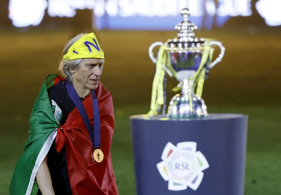 Jorge Jesus seleção comemorando título pelo Al-Nassr — REUTERS