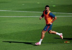 Cristiano Ronaldo em treino da seleção de Portugal