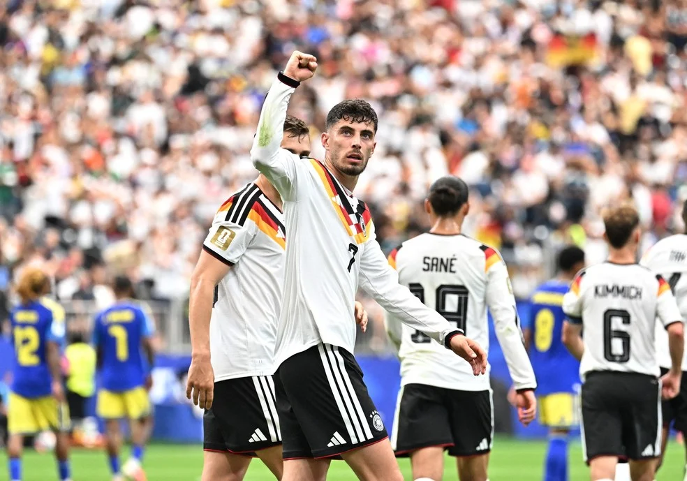 Gol de Kai Havertz na estreia — aproveitamento por continente