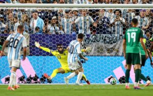 Messi comemorando gol — gols em Copas do Mundo