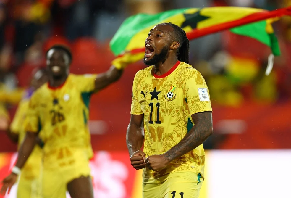 Antoine Semenyo comemorando a vitória — Gana x Panamá