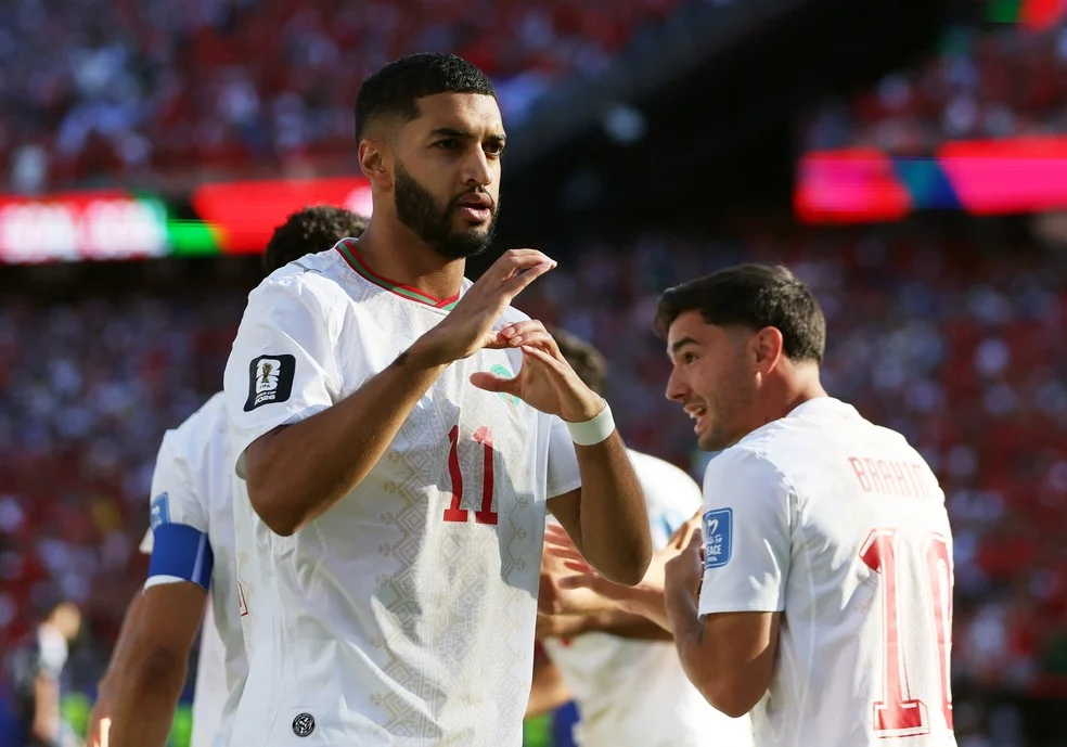 Saibari comemora — Marrocos faz gol aos 1 minuto