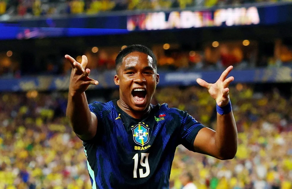 Endrick na Seleção em ação contra o Haiti