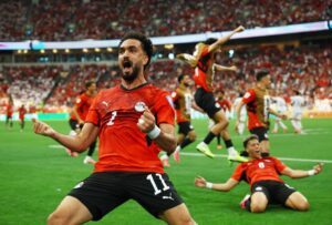 Zico do Egito comemorando primeiro gol contra a Nova Zelândia