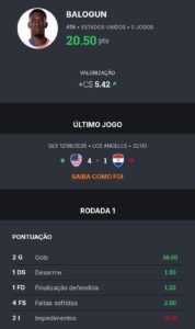 Balogun em ação — Craque do Cartola