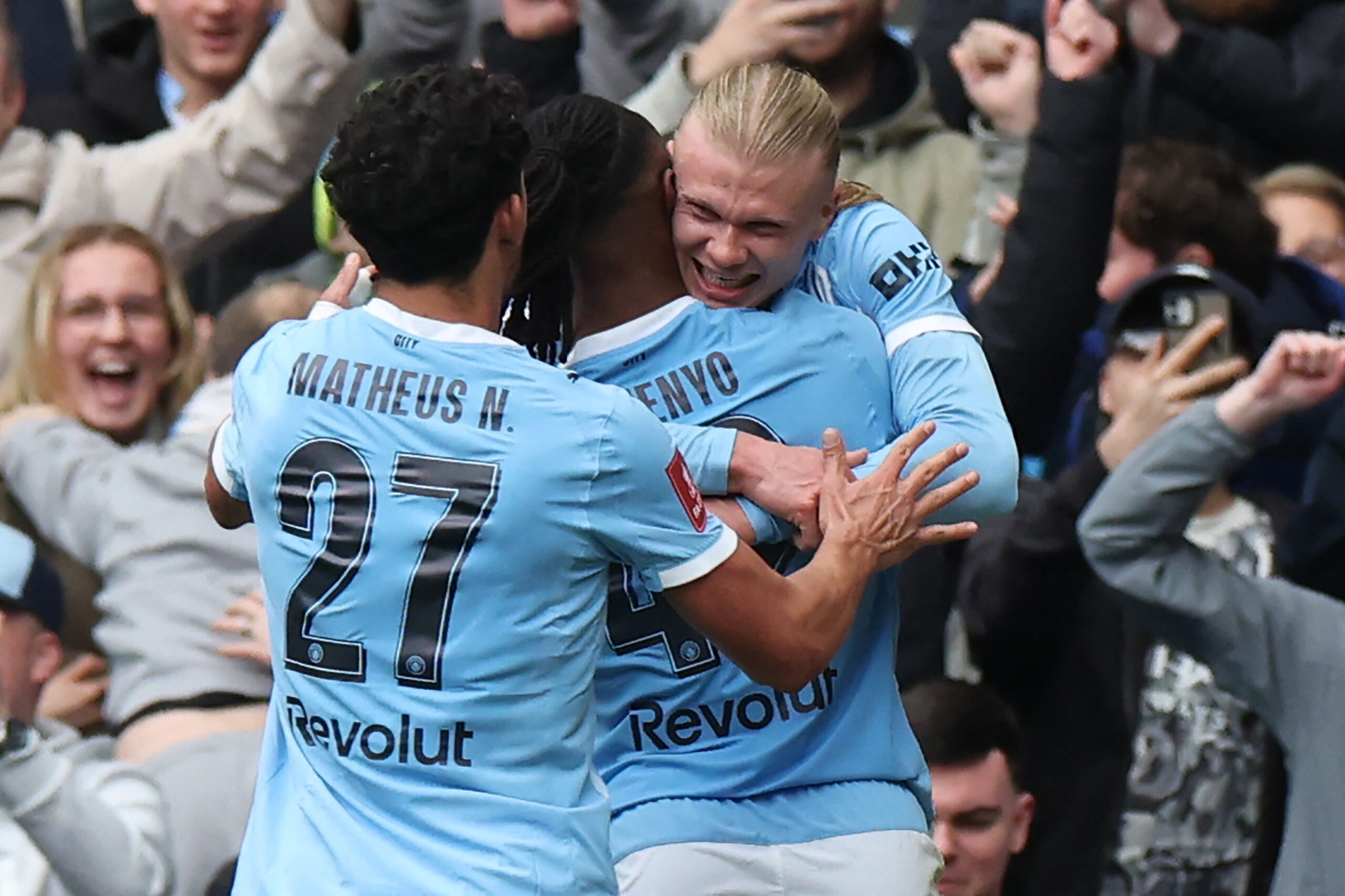 Jogadores do Manchester City durante partida