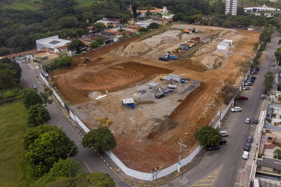 Vista geral da arena do Bragantino em construção