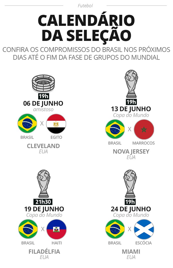 Imagem ilustrativa do calendário da Copa do Mundo em matéria sobre Wesley na Copa do Mundo