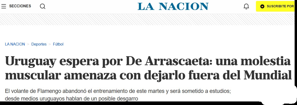 Arrascaeta durante treino da seleção uruguaia, lesionado na panturrilha