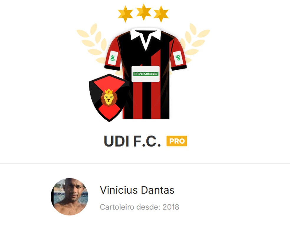 Cartoleiro campeão da Liga Premiada 2026 com o time UDI F.C.