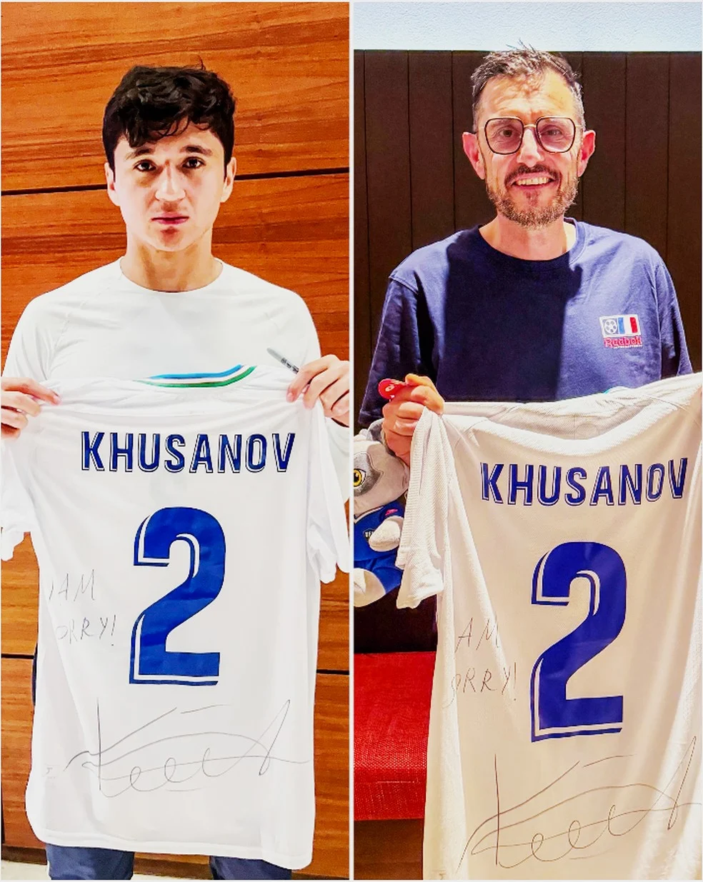 Cinegrafista atropelado recebe camisa autografada por Khusanov