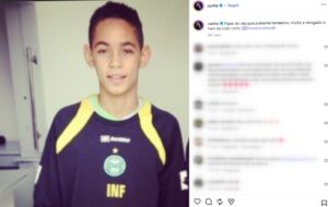 Matheus Cunha jovem no alojamento do Coritiba