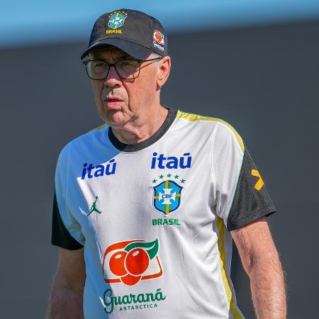 Carlo Ancelotti durante treino da seleção brasileira em Morristown com calor intenso