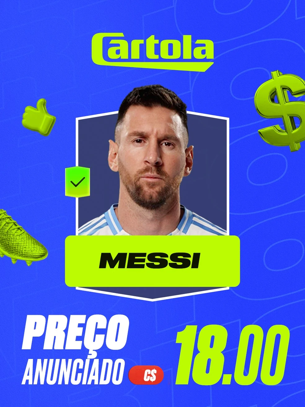 Messi no Cartola da Copa — valor no game