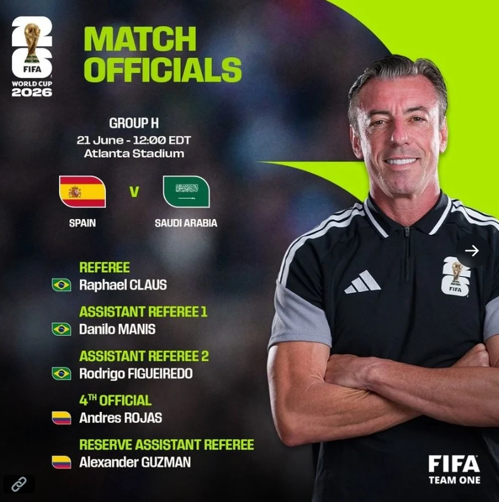 Raphael Claus será árbitro de Espanha x Arábia Saudita