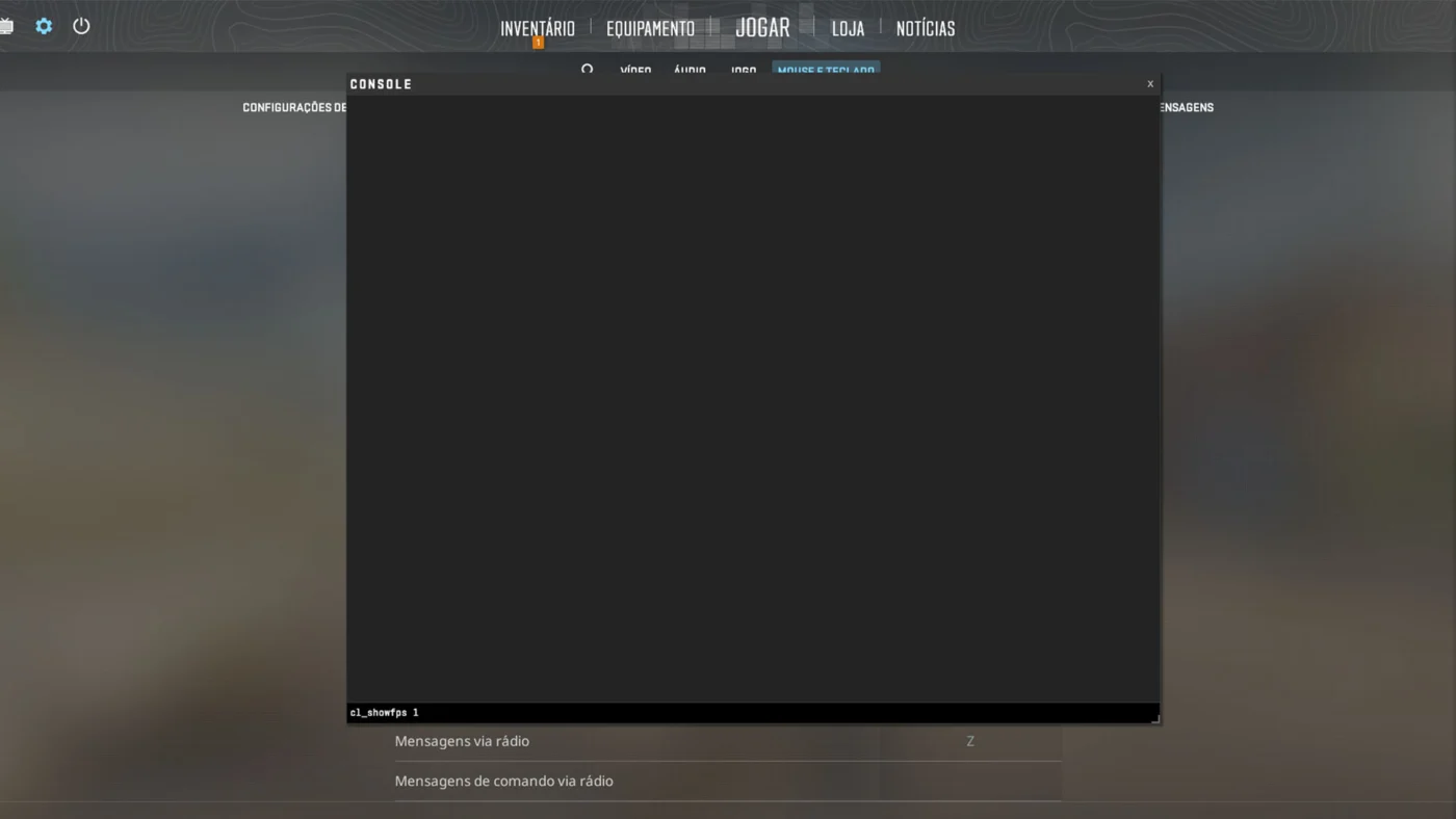 Tela com comandos CS2 no console do jogo
