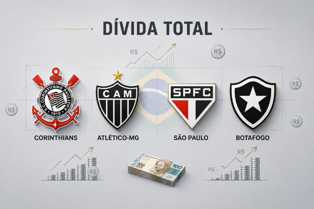 Gráfico ilustrativo das dívidas acumuladas dos clubes de futebol brasileiros