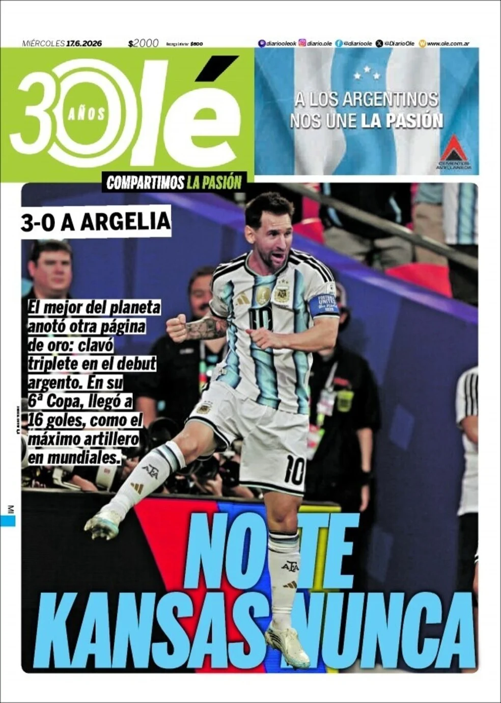 Messi durante a estreia de Messi na Copa do Mundo