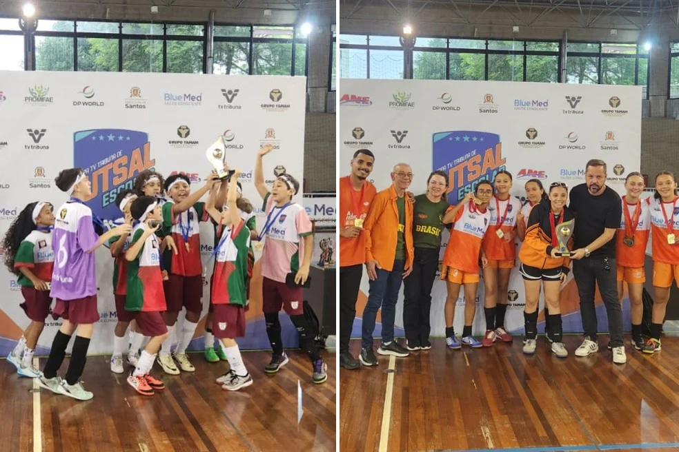 Atletas comemoram título na Copa TV Tribuna — Sesc Santos