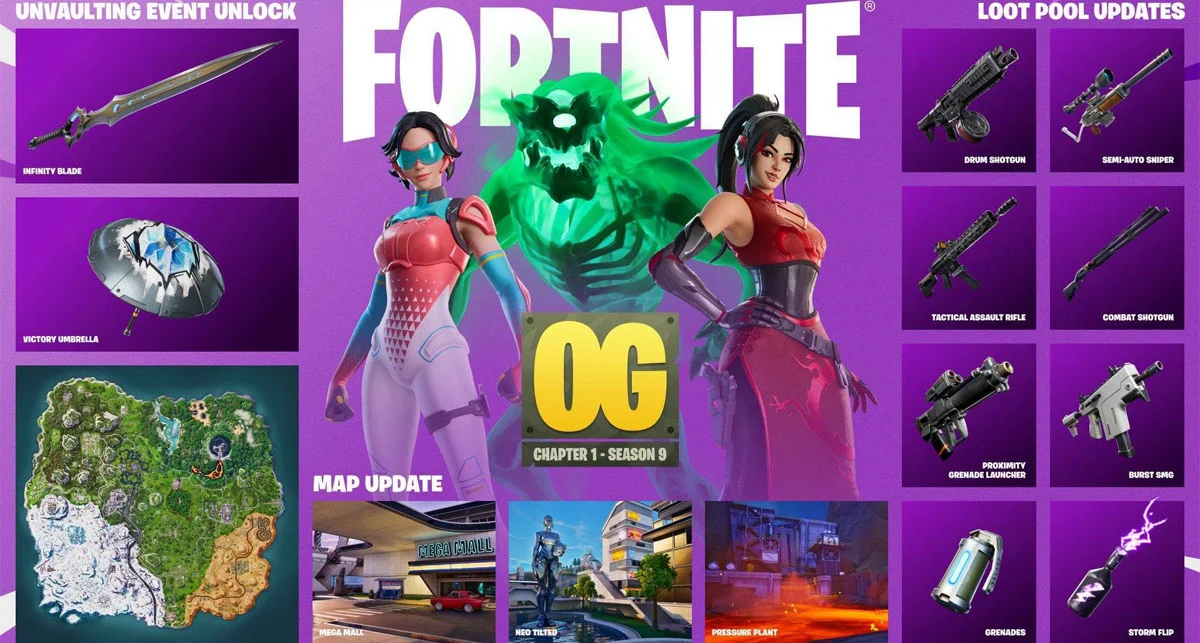 Fortnite 41.10 — tela de carregamento com OG Season 9