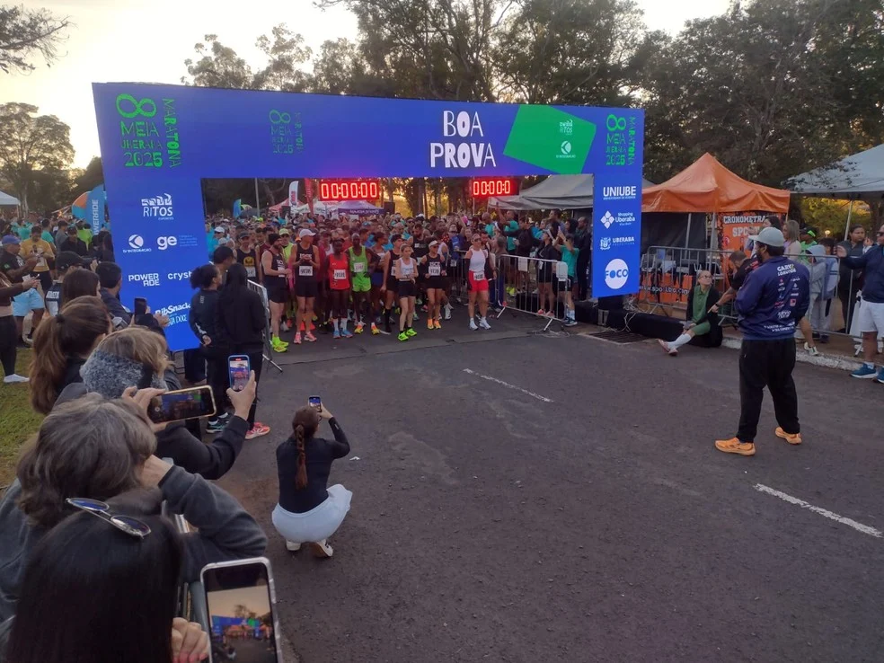 Atletas durante a Meia Maratona de Uberaba em prova anterior
