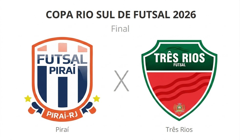 Ficha de confronto entre Piraí e Três Rios na Copa Rio Sul de Futsal