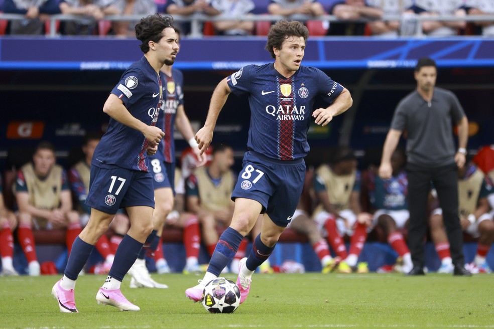 Vitinha e João Neves na final da Champions pelo Paris Saint-Germain