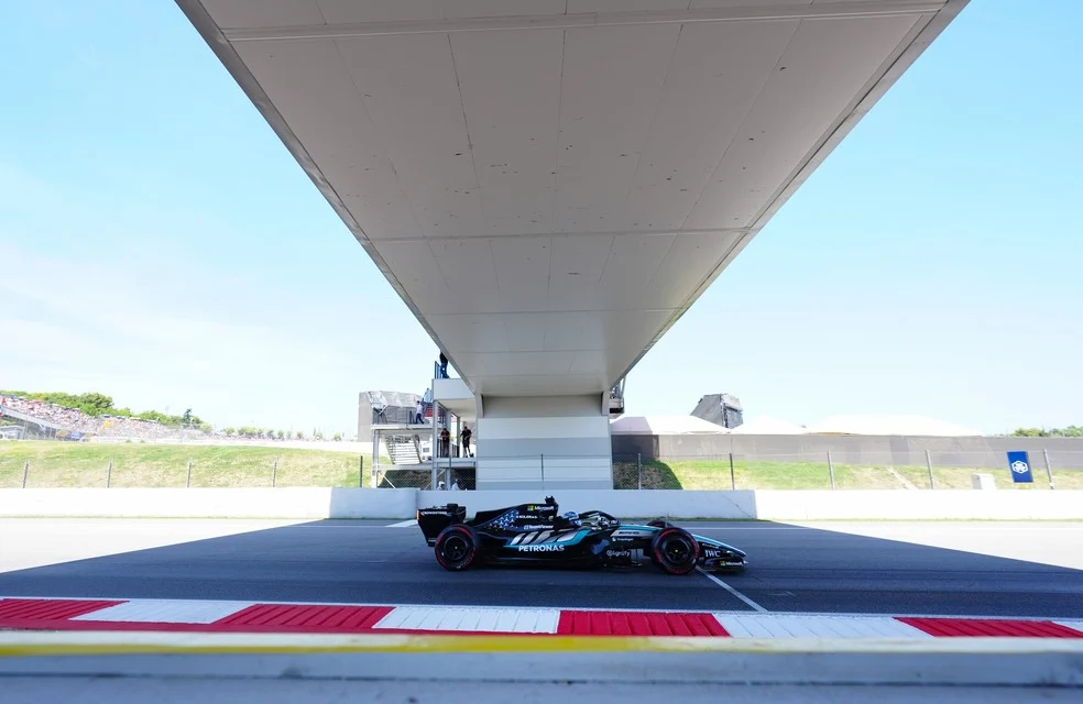 George Russell no GP de Barcelona durante o terceiro treino livre