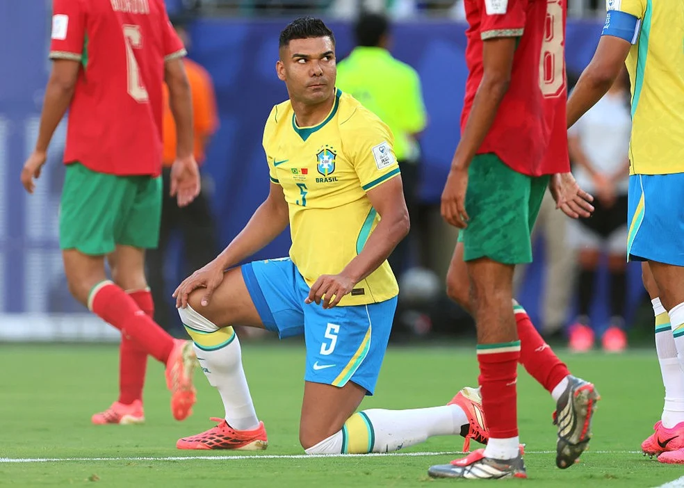 Casemiro na Seleção em ação contra Marrocos