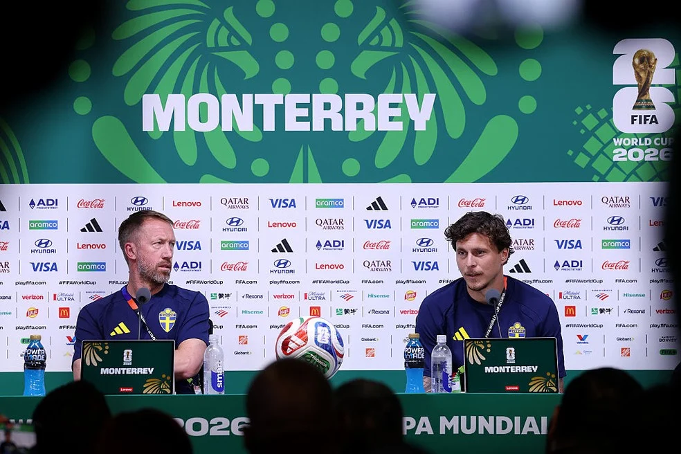 Graham Potter e Victor Lindelof em coletiva — Suécia estreia