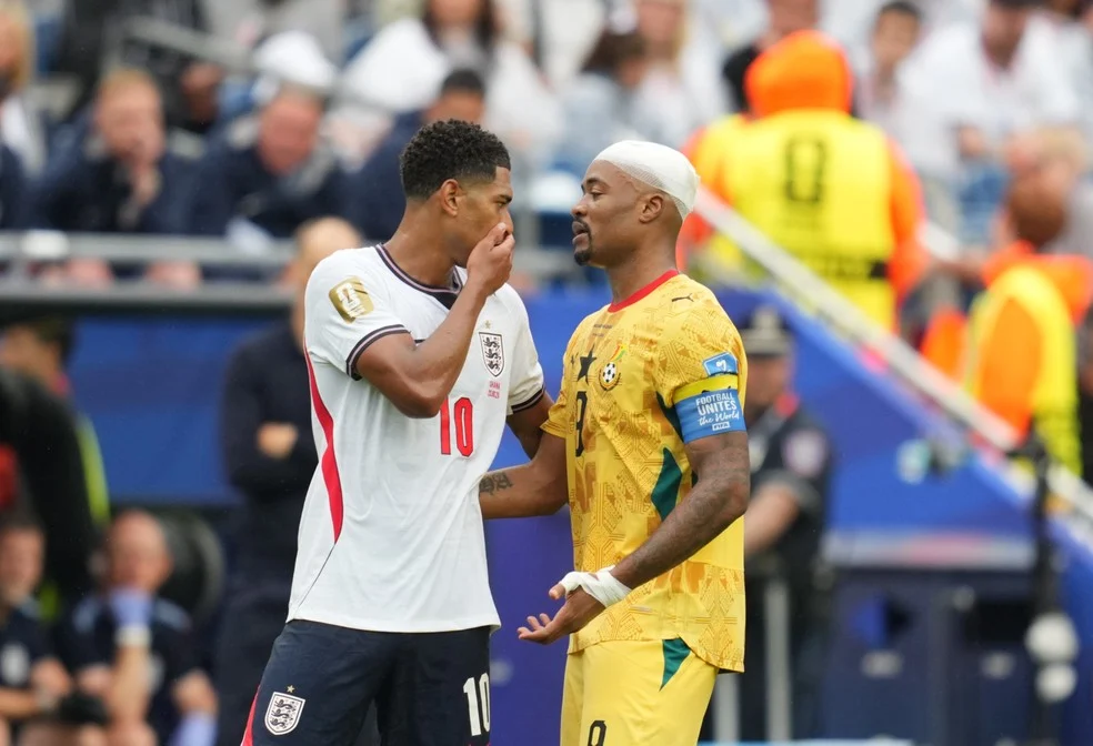 Bellingham e Jordan Ayew em lance relacionado à Lei Vini Jr