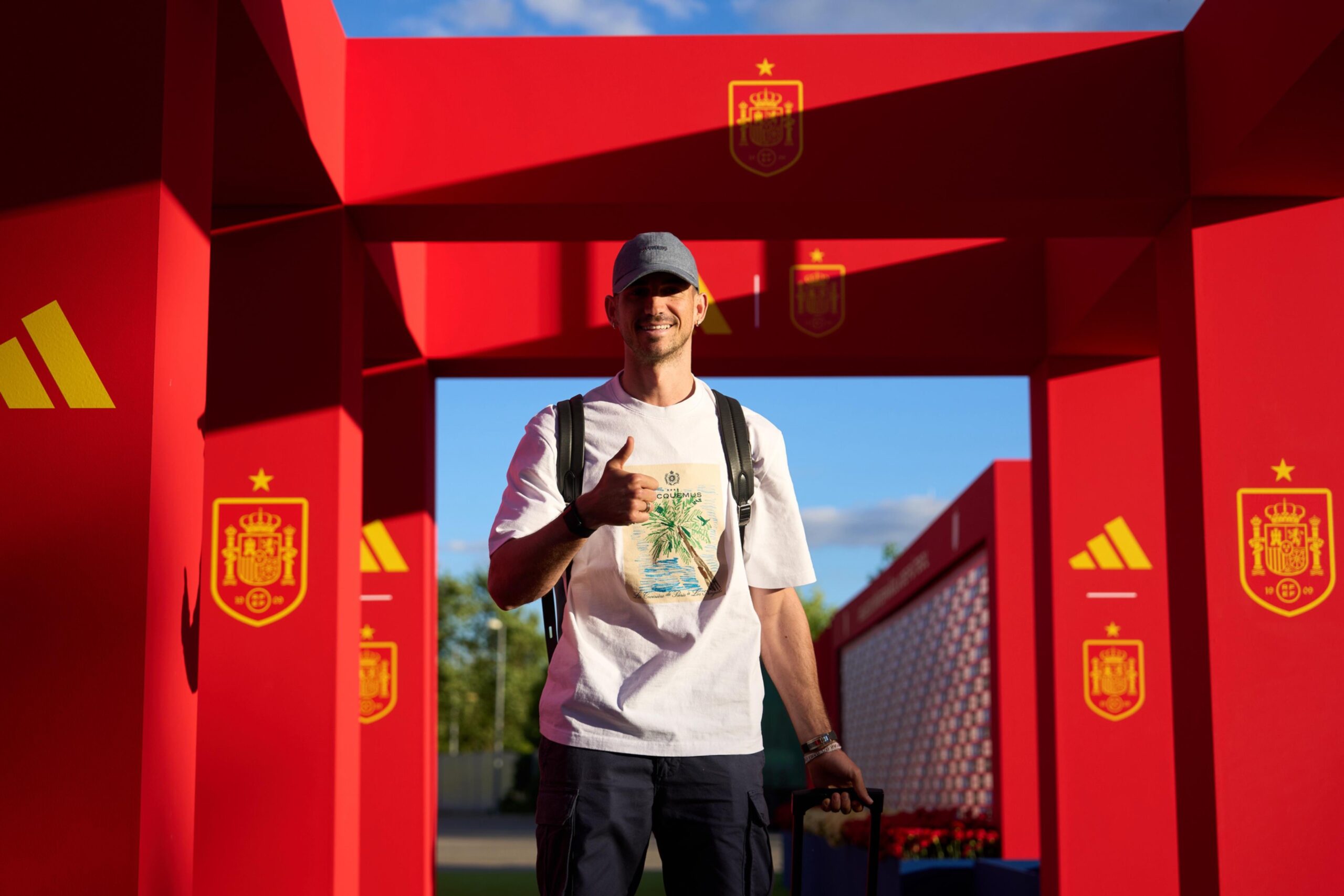 Jogadores da seleção espanhola reunidos em treinamento antes do amistoso