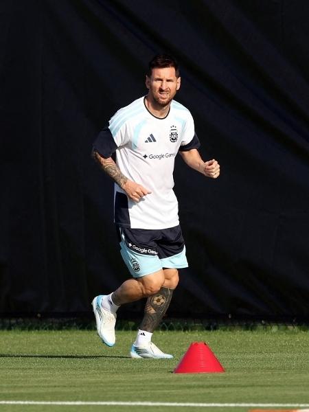 Lionel Messi em treino da Argentina nos Estados Unidos