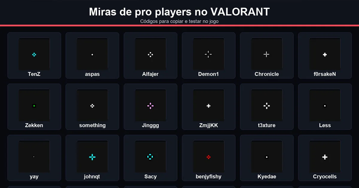 Jogador testando códigos de mira no VALORANT na tela de configurações