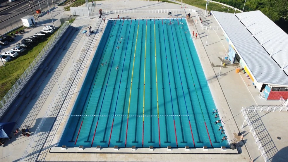 Piscina da despedida de Michael Phelps no Parque Oeste — piscina da despedida