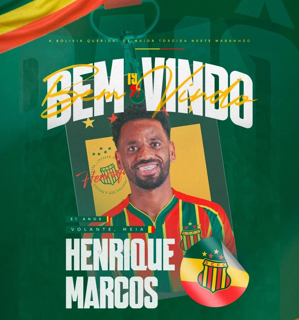 Foto de Henrique Marcos, novo volante do Sampaio Corrêa