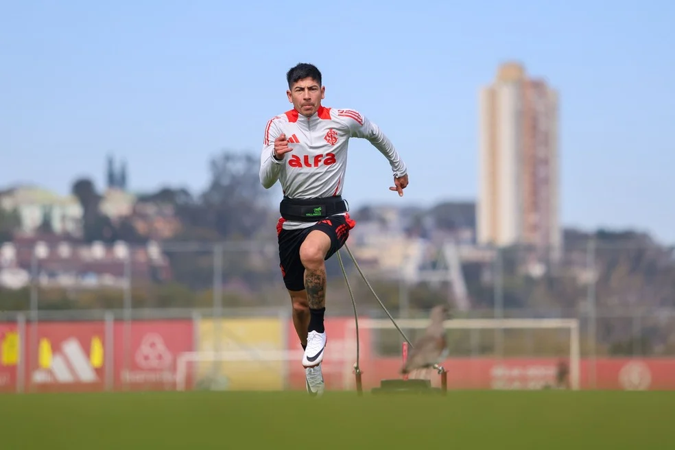 Alan Rodríguez em treino do Internacional
