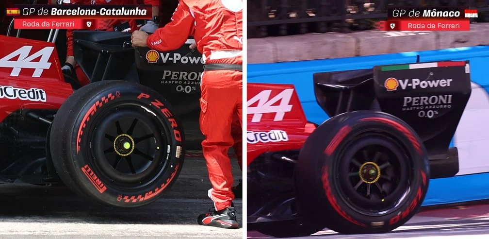 Rodas traseiras Ferrari no SF-26 em Barcelona