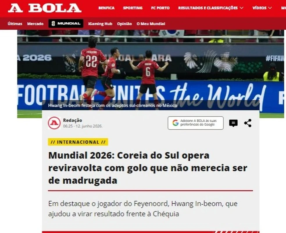 Hwang In-beom comemora a Virada da Coreia