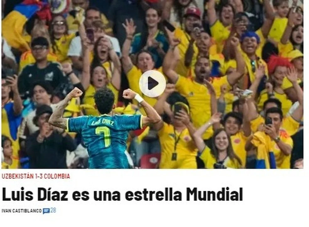 Luis Díaz em ação — imprensa internacional