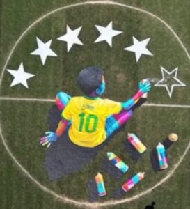Arte "Esperança" no Novelli Júnior: sonho do hexa em Itu