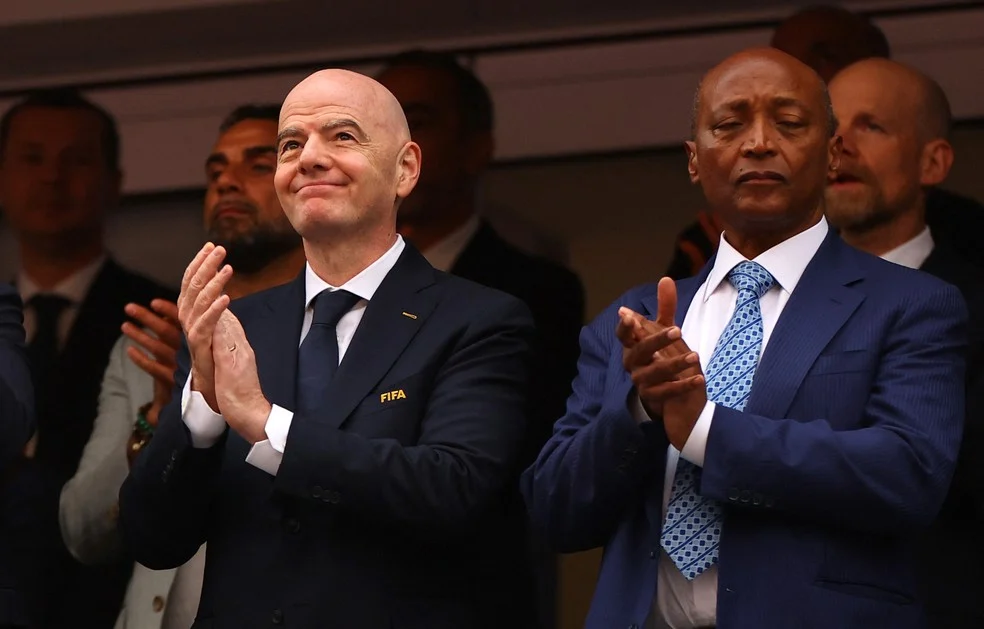Gianni Infantino durante jogo da Copa e menção a Kylian Mbappé