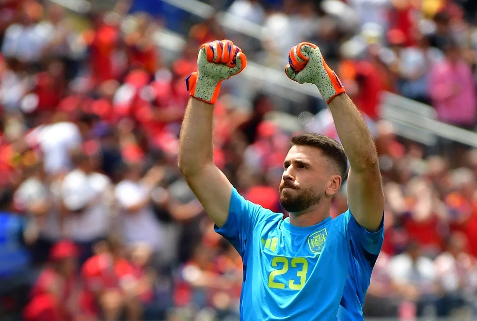 Unai Simón recorde: goleiro da seleção espanhola em ação