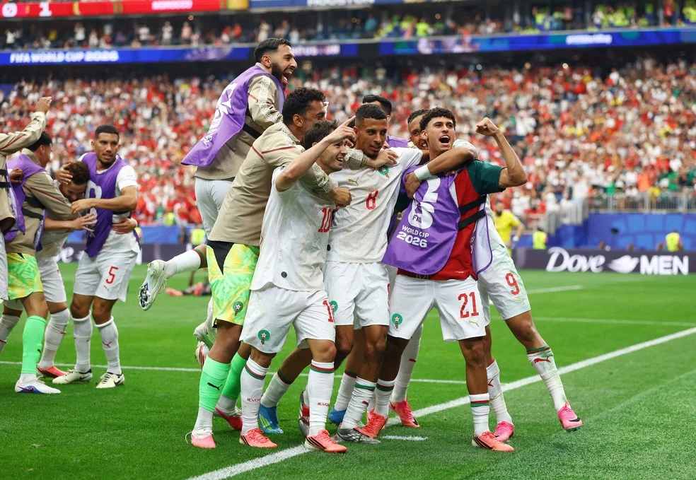 Marrocos na Copa: comemoração após gol contra o Canadá