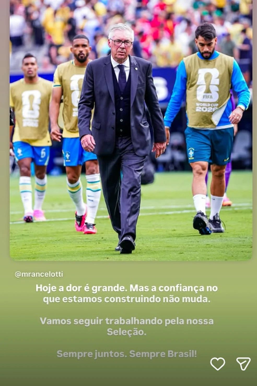 Ancelotti se manifesta após eliminação da Seleção Brasileira