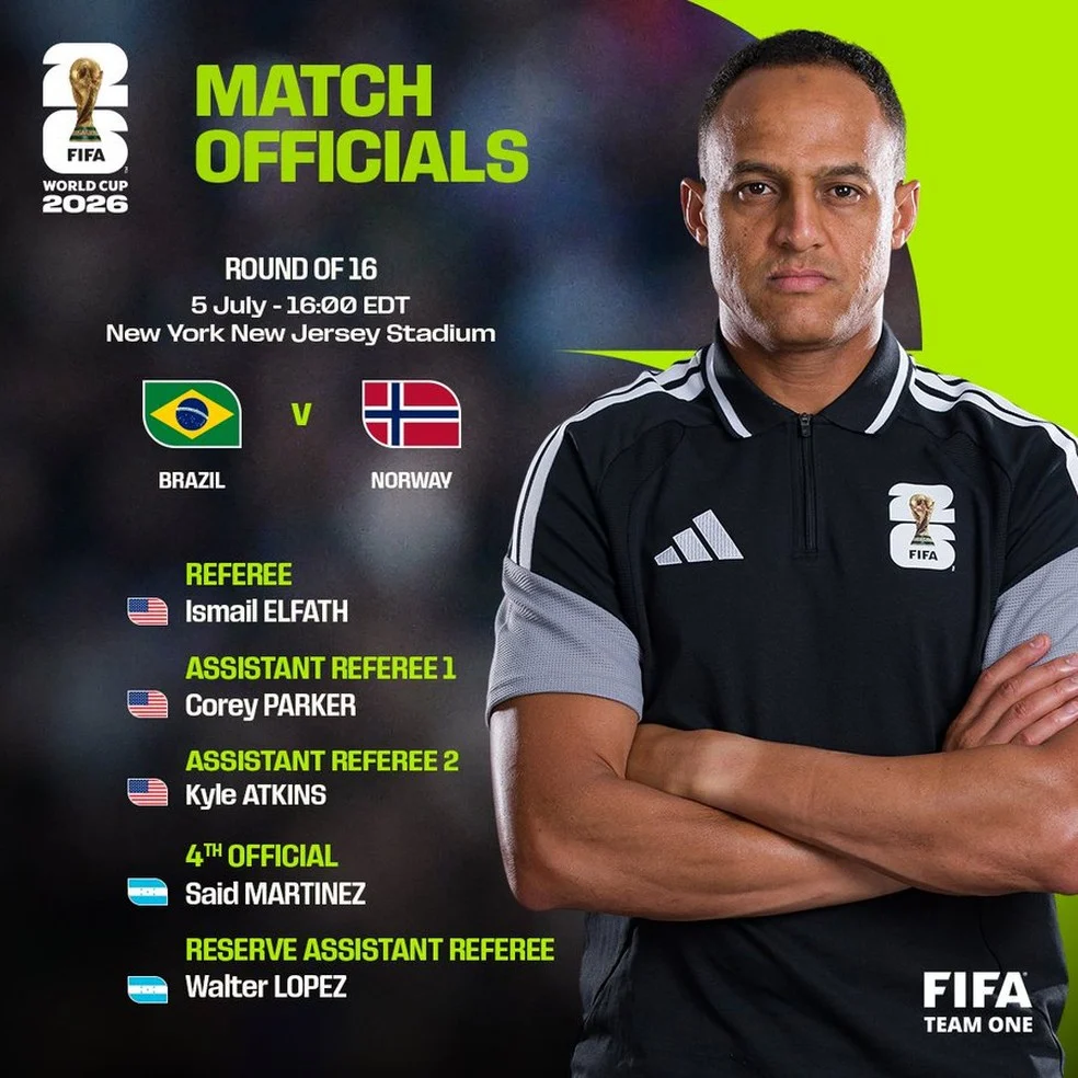 Arbitragem Brasil x Noruega: árbitros designados