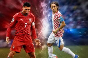 Modric e Cristiano Ronaldo em confronto na Copa