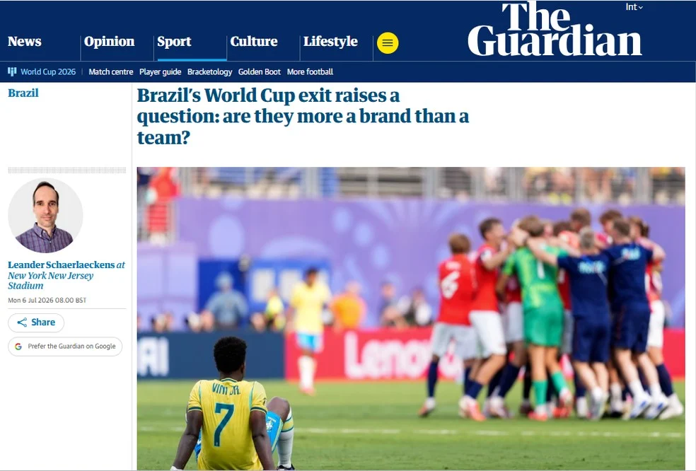 Jornal questiona Seleção brasileira após eliminação — The Guardian